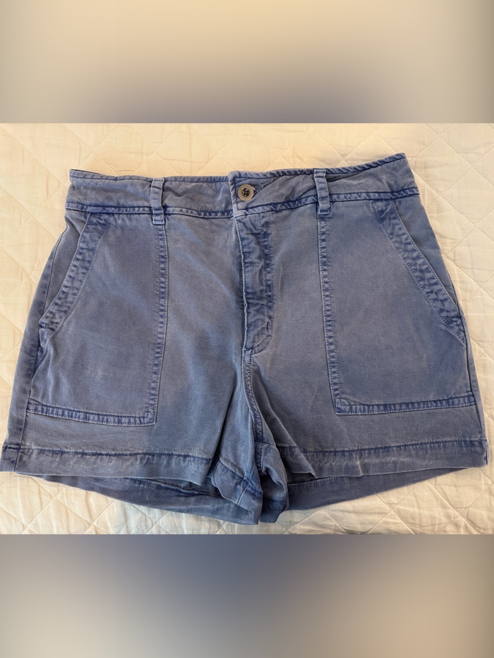 Bella Dahl Blue Casual Cotton Patch-Pocket Shorts